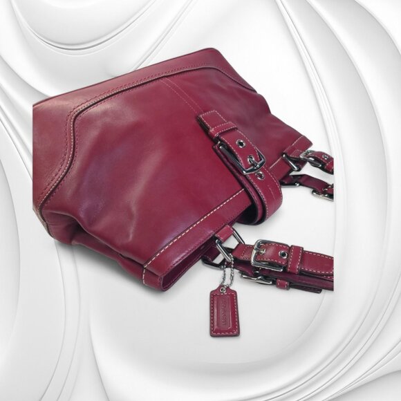 COACH Hamptons Satchel in burgundy/berry red Y2K - Picture 6 of 12